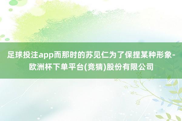 足球投注app而那时的苏见仁为了保捏某种形象-欧洲杯下单平台(竞猜)股份有限公司