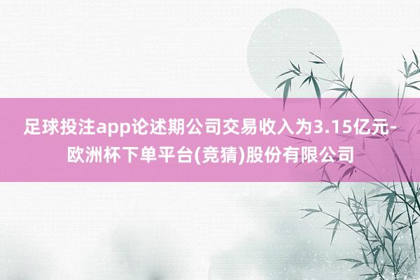 足球投注app论述期公司交易收入为3.15亿元-欧洲杯下单平台(竞猜)股份有限公司