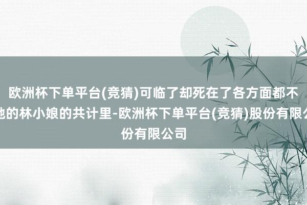 欧洲杯下单平台(竞猜)可临了却死在了各方面都不如她的林小娘的共计里-欧洲杯下单平台(竞猜)股份有限公司