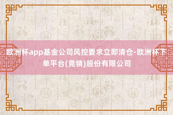 欧洲杯app基金公司风控要求立即清仓-欧洲杯下单平台(竞猜)股份有限公司