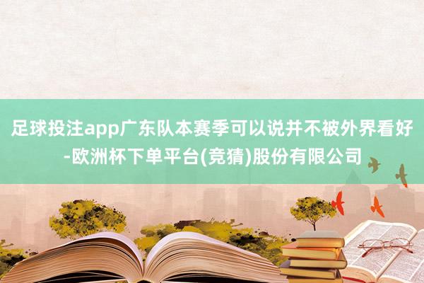 足球投注app广东队本赛季可以说并不被外界看好-欧洲杯下单平台(竞猜)股份有限公司