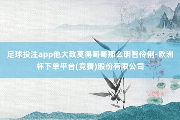 足球投注app他大致莫得哥哥那么明智伶俐-欧洲杯下单平台(竞猜)股份有限公司