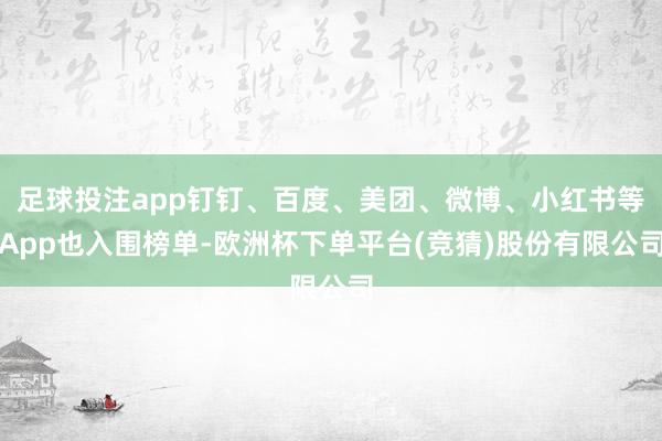 足球投注app钉钉、百度、美团、微博、小红书等App也入围榜单-欧洲杯下单平台(竞猜)股份有限公司