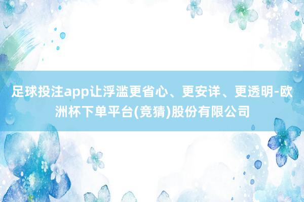 足球投注app让浮滥更省心、更安详、更透明-欧洲杯下单平台(竞猜)股份有限公司