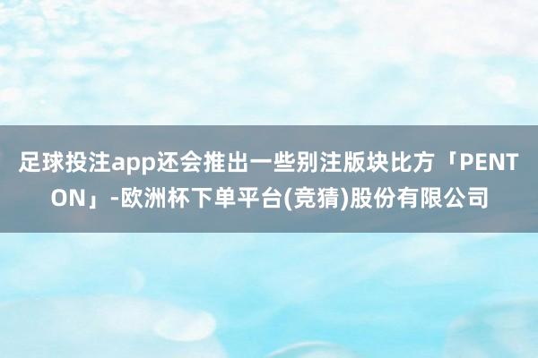 足球投注app还会推出一些别注版块比方「PENTON」-欧洲杯下单平台(竞猜)股份有限公司