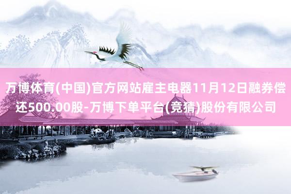 万博体育(中国)官方网站雇主电器11月12日融券偿还500.00股-万博下单平台(竞猜)股份有限公司