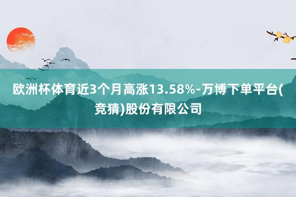 欧洲杯体育近3个月高涨13.58%-万博下单平台(竞猜)股份有限公司